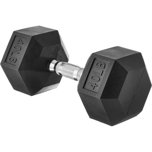 Size 40lbs Rubber Hex Dumbbell Hand Weight