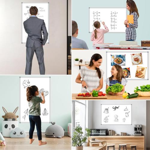 White Board Dry Erase Whiteboard for Wall 36 x 24 Aluminum Presentation Magnetic Whiteboards with Long Pen Tray, 12 Magnets, 3 Markers & 1 Eraser