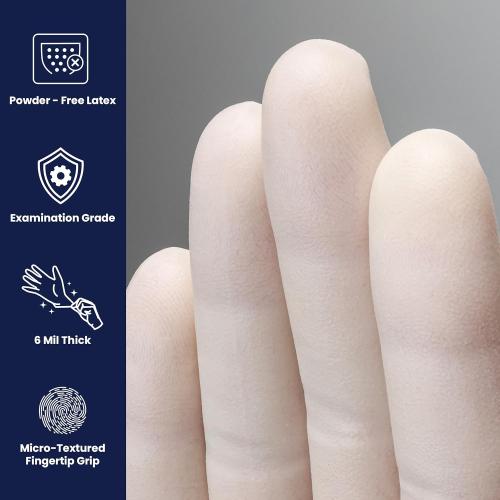 Adenna GOLD Disposable Latex Gloves – 6 Mil, Powder Free Exam Glove with Precise Control & Textured Grip, Comfortable Fit for Medical, Dental & Industrial Use, Pack of 100, Large, White