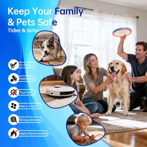 Delamu Cord Hider, Cord Covers for 3-4 Wires on Wall, Large Cable Hider Cable Management, Easy Set up Wire Hiders Wire Covers for Cords on Wall, TV Cables Cover Raceway, 6X W1.18 H0.67in, White