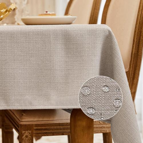 BALCONY & FALCON Rectangle Tablecloth Washable Wrinkle Resistant and Water Proof Table Cloth Decorative Linen Fabric Tablecloths for Dining Parties Kitchen Wedding and Outdoor Use (Beige)