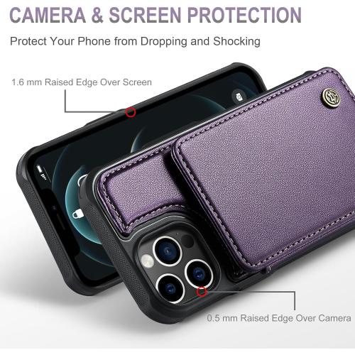 Vinich for iPhone 12 Pro Max Wallet Case with Card Holder, Purple