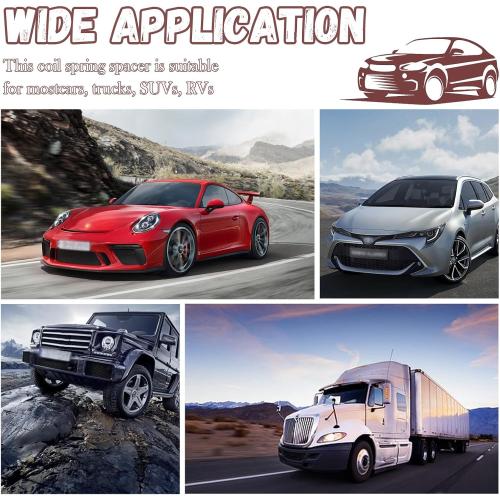 2PCS Coil Spring Spacers for Cars,Vibration Damping Rubber Coil Spring Insulator Suitable for 5-5.5OD Springs,Universal Coilovers Suspension Kit for Heavy Duty Sprung Support