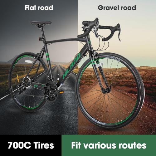 HILAND 700c Road Bike 14 Speed, Aluminum Frame Racing Bike, City Commuter Bicycle for Men Women