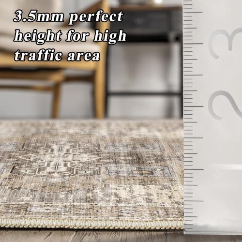 RUUGME Washable 12x18 Area Rug - Large Vintage Rugs with Non Slip Backing Ultra-Soft Stain Resistant Carpet for Bedroom Dining Room Indoor Low Pile Carpets Home Decor Mat 12x18 Beige