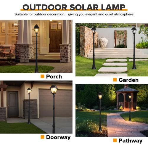 LUTEC LED Post Solar Light, Dusk to Dawn Vintage Solar Light Street Lights for Garden, Lawn, Pathway, Driveway 200 Lumens 2700K