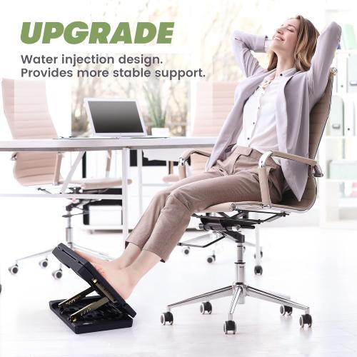 Footrest for Under Desk at Work,Height Adjustable Footrest with Massage Roller and Soft Pad,Foldable, Ergonomic fits Office,Home,Travel,Gaming,Sturdy Metal Frame,All-Season Use(Black)