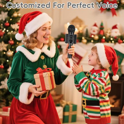 KIDWILL Wireless Bluetooth Karaoke Microphone for Kids and Adults, 5-in-1 Portable Handheld Karaoke Mic Speaker Player Recorder with Adjustable Remix FM Radio for Girls Boys Teens Adults