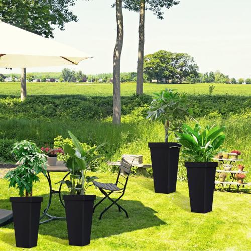 8 Pack Flower Buckets for Cut Flowers 13.4 Inch Plastic Floral Buckets Modern Square Vases for Centerpieces Display Decorative Plastic Vases for Home Office Wedding Decorations-Black