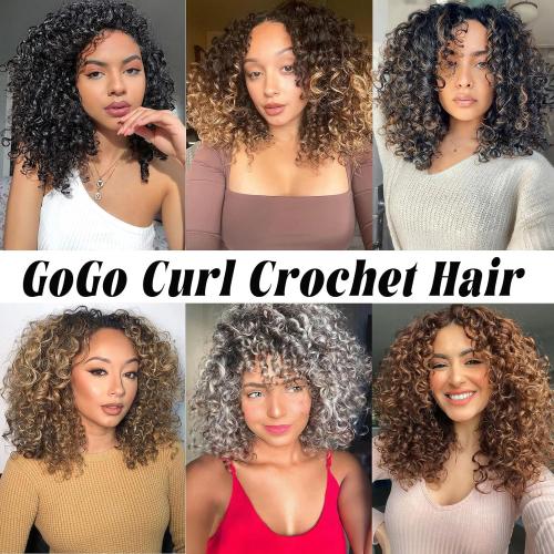 Vomella GoGo Curl Crochet Hair 7 Packs 10 Inch Water Wave Curly Crochet Hair for Black Women Ombre Brown Short Beach Curl Synthetic Deep Twist Crochet Hair Extensions T30