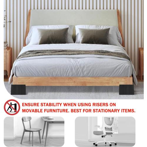 Bed Risers 5 Inch Heavy Duty,Oversized Couch Risers, Extra Wide Furniture Risers for Sofa Table Desk Headboard Chair Lifting,Rectangular Risering Blocks Support 11000 lbs(8 Pack Black)