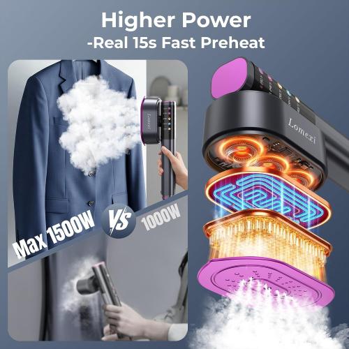 Steamer for Clothes, 15s Fast Heat Up Travel Handheld Garment Iron with Leak-Proof Water Tank,Steamer＆Iron 2 In 1,5 Adjustable Temperature Settings from Dry Iron to High Steam, 110V-120V