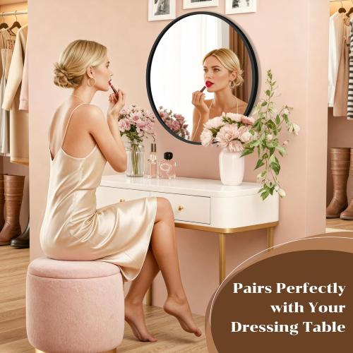 Circle Mirror, Black Round Mirror 20 Inch Round Bathroom Mirror Small Round Mirrors for Wall Decor Frosted Metal Frame Anti-Rust Tempered Glass Mirror for Bedroom Living Room Decorative