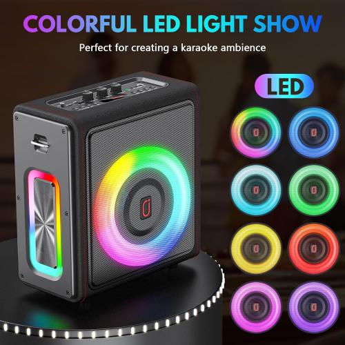 Karaoke Machine, Portable Bluetooth 5.3 Speaker with 2 Wireless Microphones for Adults, PA System with Pitch Correction & Echo Adjustment, Supports TWS/TF Card/USB/AUX/Live for Home Party (2MICS)