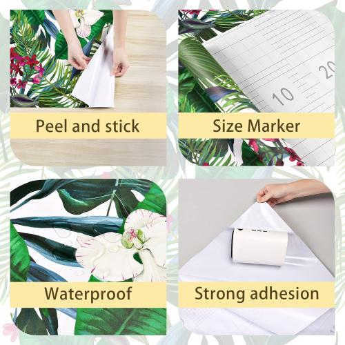 Botanical Peel and Stick Wallpaper Green Floral Contact Paper for Walls Tropical Floral Peel and Stick Wall Paper for Bedroom Self Adhesive Plant Leaf Jungle Wallpaper for Bathroom 24x118