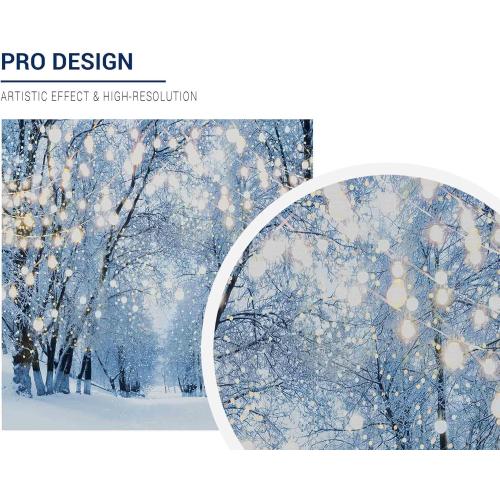 Winter Forest Backdrop Wonderland Snowflake Photography Background Bokeh Glitter Snow Scene Christmas Party Decoration Tree Landscape Portrait for Photobooth Photo Studio