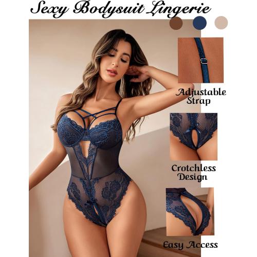 Size M...Avidlove Women Lingerie Floral Lace Harness Lingerie Bodysuit One Piece Teddy Babydoll Nightgown