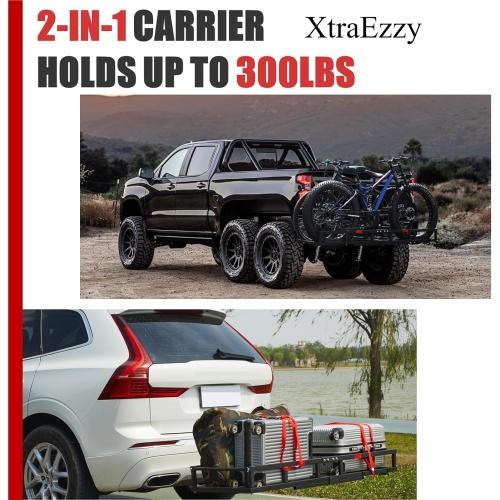 Hitch-Mount Bike Rack for Ebike Heavy-Duty - Fits 2 Electric/Fat-Tire, Fits 2 Receiver for Car SUV Truck RV Minivan (Black Red)