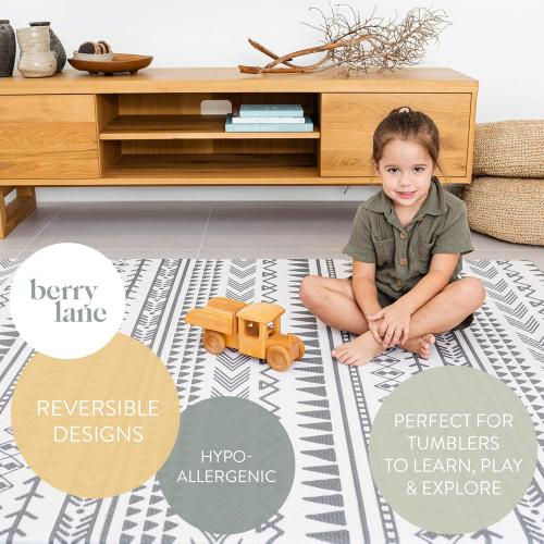 Berry Lane Baby Play Mat | Large 6.5 ft x 4.5 ft One-Piece Reversible Foam Floor Playmat | Tummy Time | Extra Soft & Thick | Non-Toxic | for Infants, Babies, Toddler, and Kids