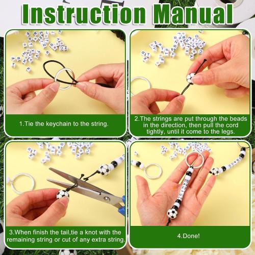 Landical 564 Pcs Soccer Keychain Making Kit DIY Name Bead Key Chain Craft