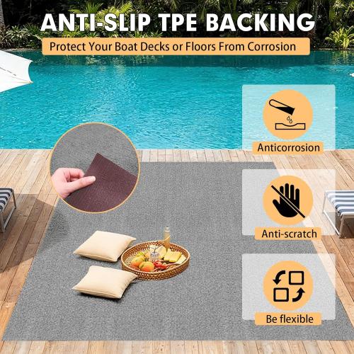 Marine Carpet,5 FT x 15 FT Smoke Gray Indoor Outdoor Carpet 0.2 Thick Boat Carpet with Water-Proof TPE Backing, Non-Slide Outdoor Marine Carpet Roll for Home, Patio, Porch, Deck