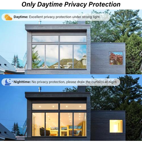 29.5 x 78.7 inch Kromapolis One Way Window Privacy Film Reflective Mirror Home Window Tint, Daytime Privacy Heat Control Anti UV Glass Tinting Static Cling (Silver, 29.5 x 78.7 inch)