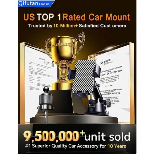 Qifutan Dash Mounted Holders Phone Holders for Your Car Phone Mount for Car Windshield Dashboard Air Vent Universal Desk Mounts Hands Free Automobile Cell Phone Holder Fit for iPhone Smartphone