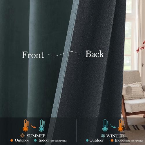 StangH Velvet Blackout Curtains for Boys Bedroom, Soft Modern Energy Efficient Window Drapes 90 Inch Noise Reducing Privacy Panels for Home Office Nursery, Dark Slate, W52 x L90, 2 Panels
