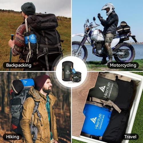 Hikenture Sleeping Bag Stuff Sack, Anti-Tear Ultralight Compression Sack | Water-Resistant Sleeping Bag Storage Sack, 10L/14L/20L/30L/45L Sleeping Bag Cover, Save 50% of Storage Space