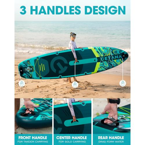 CETANA 11'6×35 Extra Wide Stand Up Paddle Board for Adults & Youth, 400lb Capacity Inflatable Paddle Board, Sup for 2 1 Person with Removable US Fin, 100L Backpack, Floating Paddle, Safety Leash