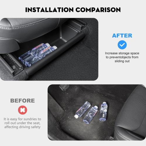 2PCS Under Seat Storage Box for 2026 Tesla Model Y Juniper,Hidden Organizer Tray Underseat Bins with Lid Cover for 2025-2026 Tesla New Model Y Juniper (Launch Series) Interior Accessories