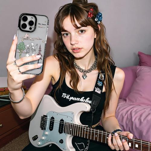 for iPhone 16 Pro Max Case, Tarot Skeleton Lovers & Nature Scene Design, Military-Grade Drop Protection, Soft Slim TPU Protective Cover with Camera Protection for Teens