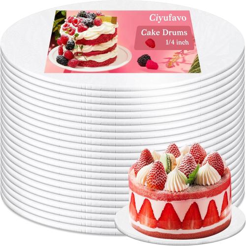 10 Inch Cake Drum, Cake Boards 10 Inch Round, 1/4 White 8in 10in 12in 14in Cake Drums Cardboard Base Board Circles for Pizza Wedding, 2 Pack
