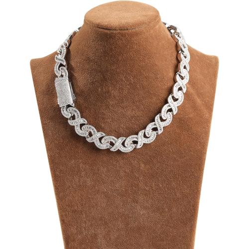 ICEDIAMOND 15MM Baguette CZ Diamond infinity Cuban Link Chain Necklace, Iced Out Fully Bling Zirconia Hip Hop Trend Cool Rapper Jewelry for Men Women
