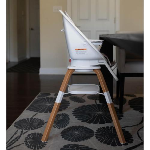 WHITE AND GREY Turn-A-Tot High Chair for Babies and Toddlers, 2 in 1 Wooden Portable Baby Feeder or Adjustable Child's Seat with 360 Degree Swivel, Removable Tray, and Pad (Grey Taupe)