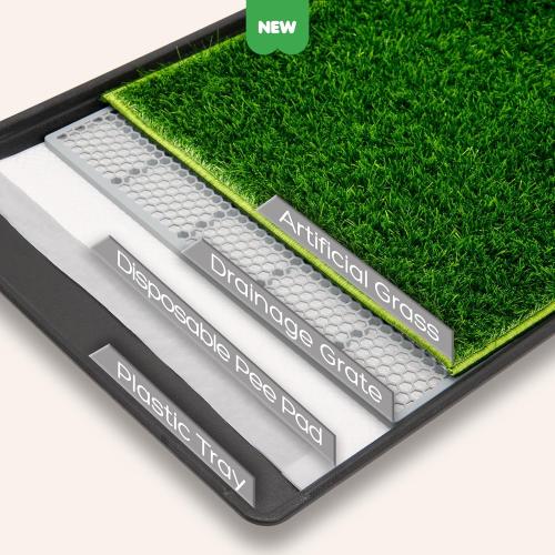 Dog Grass Pad with Tray, 34 23in Large Litter Box, 2 Grass Pad for Dogs Potty Washable, Thick Soft Odor-Free Hemmed Dog Pee Grass, Indoor Potty Training Balcony