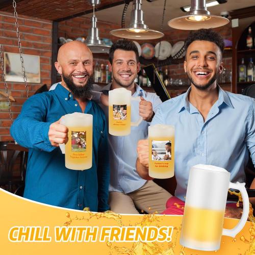 Mifoci 12 Pcs Sublimation Blank Beer Mugs Personalized Tazas Para Present 16 oz Frosted Beer Glass Cups Can Add Photo Text or Images on Gift for Husband Dad Men Valentine's Day Wedding Oktoberfest