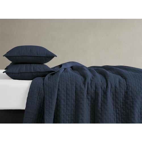 palassio Navy Blue 100% Cotton Quilt Twin Size Bedding Sets with 1 Pillow Sham, Textured Lightweight Soft Bedspread Shabby Chic Coverlet, Quilted Comforter Bed Cover for All Season, 2 Pieces