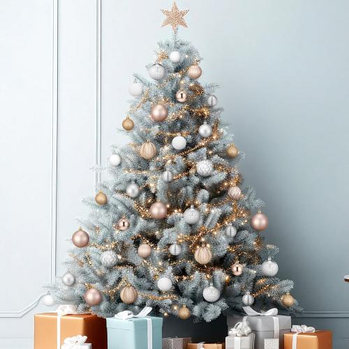 Christmas Ball Ornaments Champagne Gold Silver White Xmas Ornaments Sets 1.6/1.97/2.4 Inch Shatterproof Glitter Xmas Balls Assorted Holiday Neutral Modern Christmas Decor for Tree Home