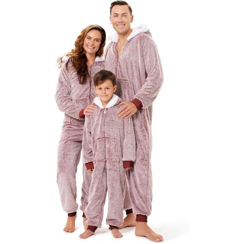 The Big Softy Christmas Onesies Adult & Kid, Red Teddy Fleece Matching Christmas Onesie for Family, Onesie Pajamas Women, Men size large