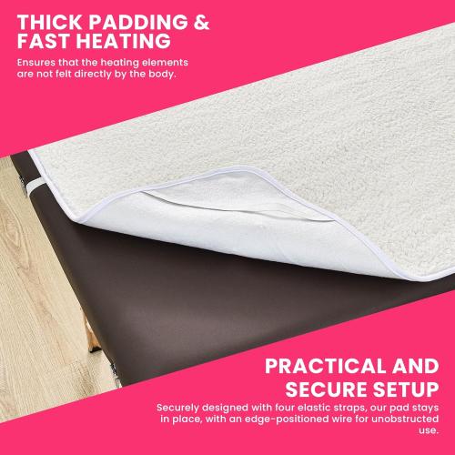 Massage Table Warmer Heating Pad – Heated Massage Table Pad with Adjustable Temperature (104°F-131°F), Auto Shut-Off Timer, Dense Coil Heating, Sherpa Fabric, 71x31 (180x78 cm) Massage Heating Pad