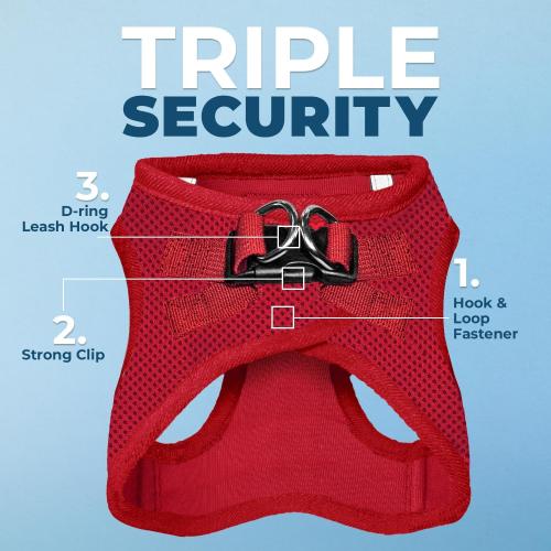 Best Pet Supplies Voyager Step-in Air Harness - All Weather Mesh, Reflective, No Pull Harness for Dogs, Cats - Secure with Hook & Loop Fastener, Buckle, Double D-Rings - Red, S