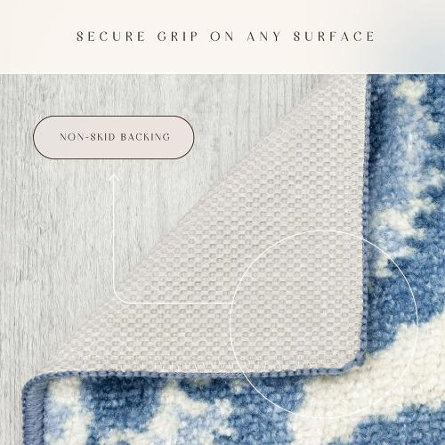 Maples Rugs Vivian Medallion Kitchen Rugs Non Skid Accent Area Carpet [Made in USA], 1'8 x 2'10, Blue