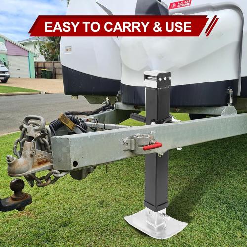 NBJINGYI Heavy Duty 8000LB Trailer Jack 28 Lift, Pipe Mount Swivel Jack with Lock Pin, Square Tube Mount, Side Wind Handle & Foot Plate, Black Coating