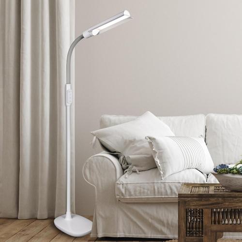 OttLite WingShade LED Floor Lamp, 3 Color Temperatures, White | ClearSun LEDs Reduce Eyestrain | 3 Brightness Settings | Adjustable Height to 64 | Sturdy 8x11 Base