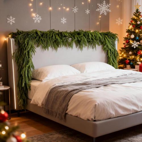 2 Pack Christmas Norfolk Pine Garlands 9FT, Real Touch Artificial Greenery Garland – Full Evergreen Pine Garland for Mantle, Fireplace, Table, Wall, Stairs & Outdoor Holiday Décor