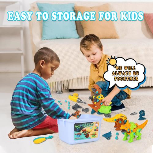 Dinosaur Toys, Take Apart Dinosaur Toys for Kids, Educational Construction Building Sets with Electric Drill Storage Box - Birthday Gifts for Toddlers Boys Girls Age 3 4 5 6 7 8 Year Old
