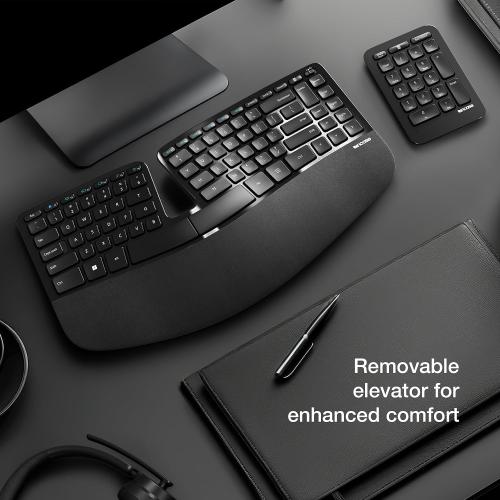 dirty, needs cleaning, Sculpt Ergonomic Keyboard – Designed by Microsoft – Split Keyset Design, Palm Rest, Contoured Layout, One-Touch Windows Button, AES 128-Bit Encryption, Includes Separate Number Pad – Black