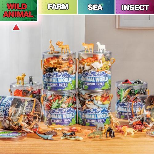 Yeonha Toys 60 Piece Mini Zoo Animal Toy with Gift Box, Realistic Small Plastic Animal Figure Sensory Bins, Jungle Party Favors, Cupcake Topper, School Education, Birthday Gifts for Kids Toddlers
