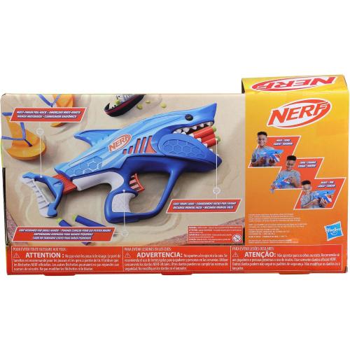 NERF Junior Wild Sharkfire, Easy Play Dart Blaster, 8 Nerf Elite Darts, Nerf Blaster Shark Toys for 6 Year Old Boys & Girls & Up, Outdoor Toys